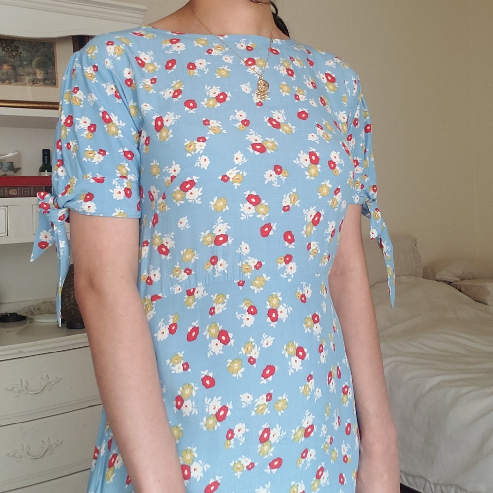 Faithfull The Brand Emilia Midi Dress Jasmine Blue